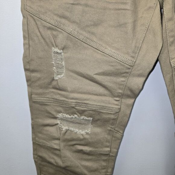 Copper Rivet Khaki Distressed Slim Fit Men's Ripped Jeans Size 34 x 34 (C26) - Picture 3 of 9